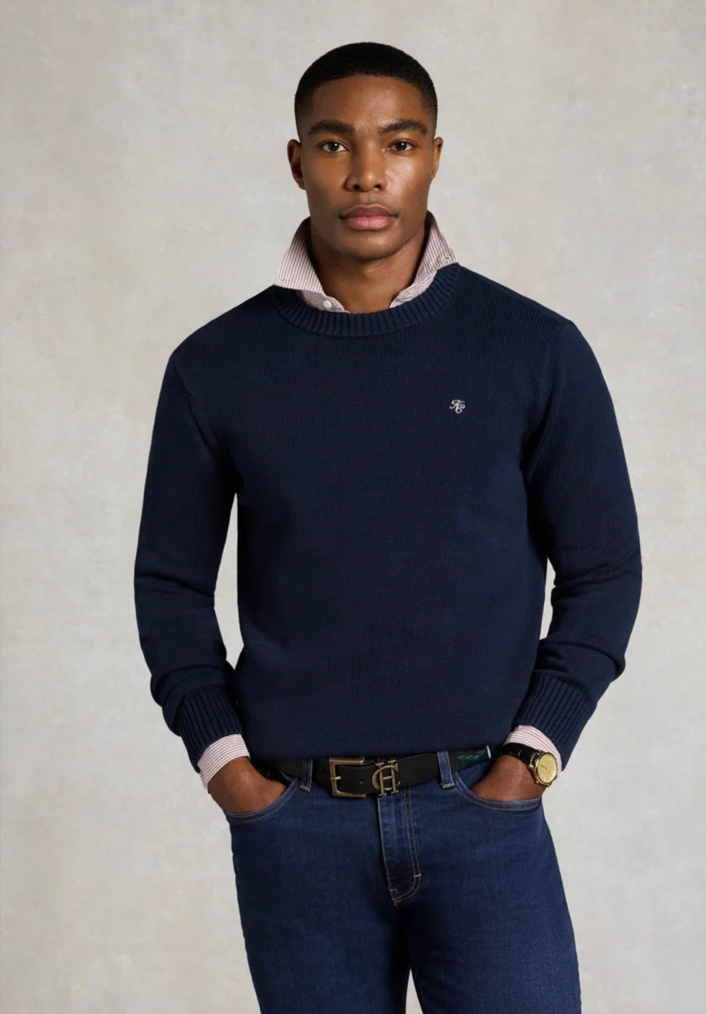 Holland Cooper Men's Heritage Crew Neck Knit Ink Navy