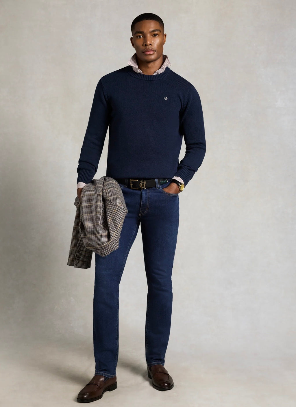 Holland Cooper Men's Heritage Crew Neck Knit Ink Navy
