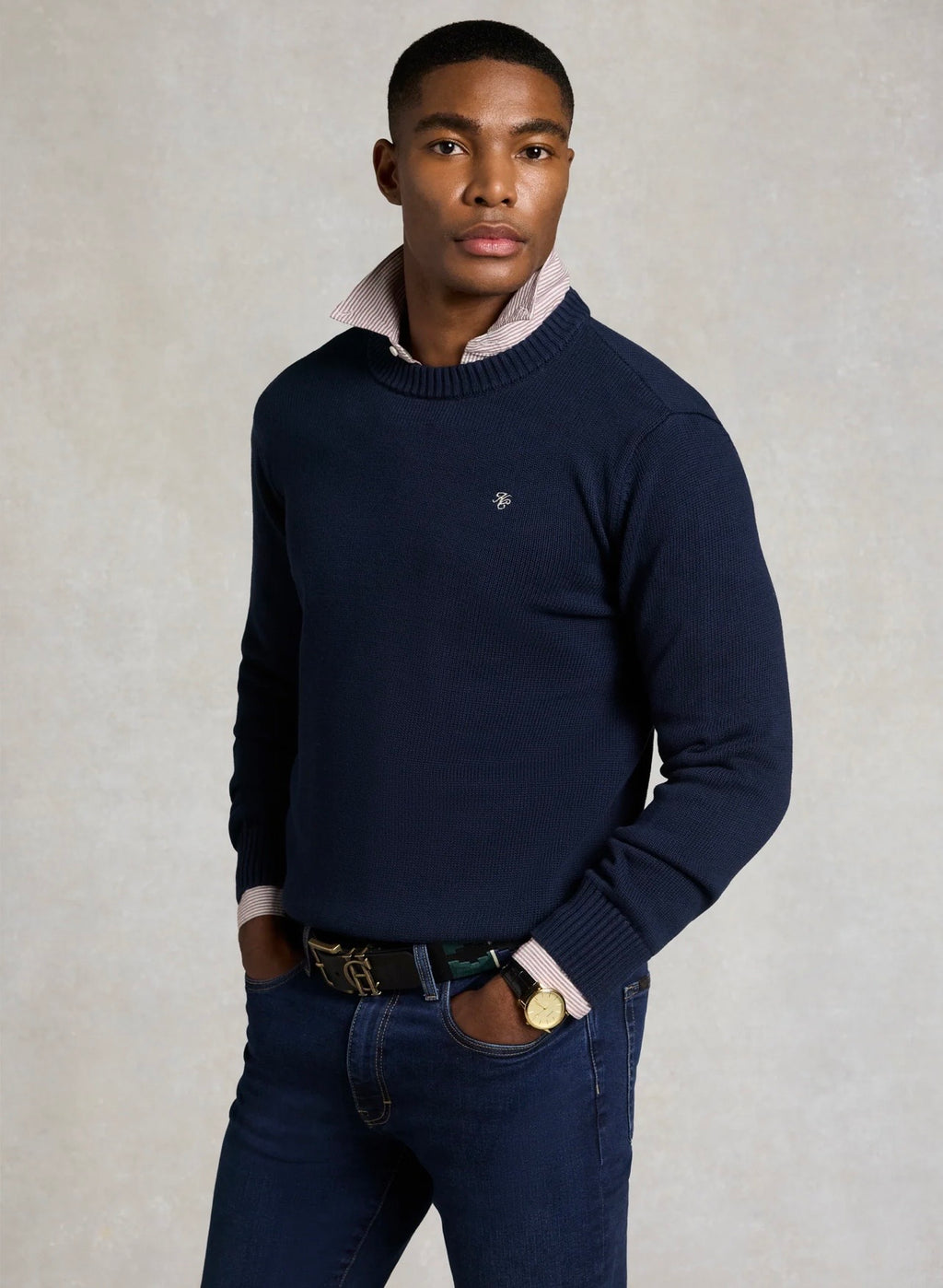 Holland Cooper Men's Heritage Crew Neck Knit Ink Navy