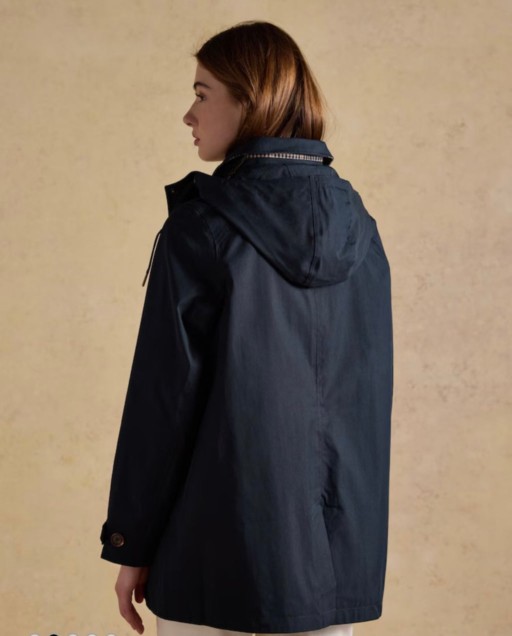 Joules Rainmore Navy Button Through Waterproof Raincoat