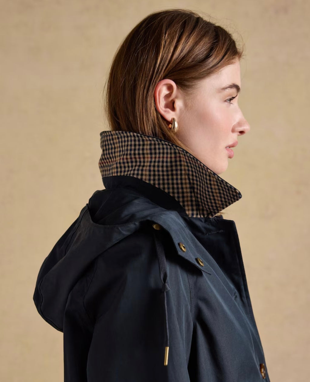 Joules Rainmore Navy Button Through Waterproof Raincoat