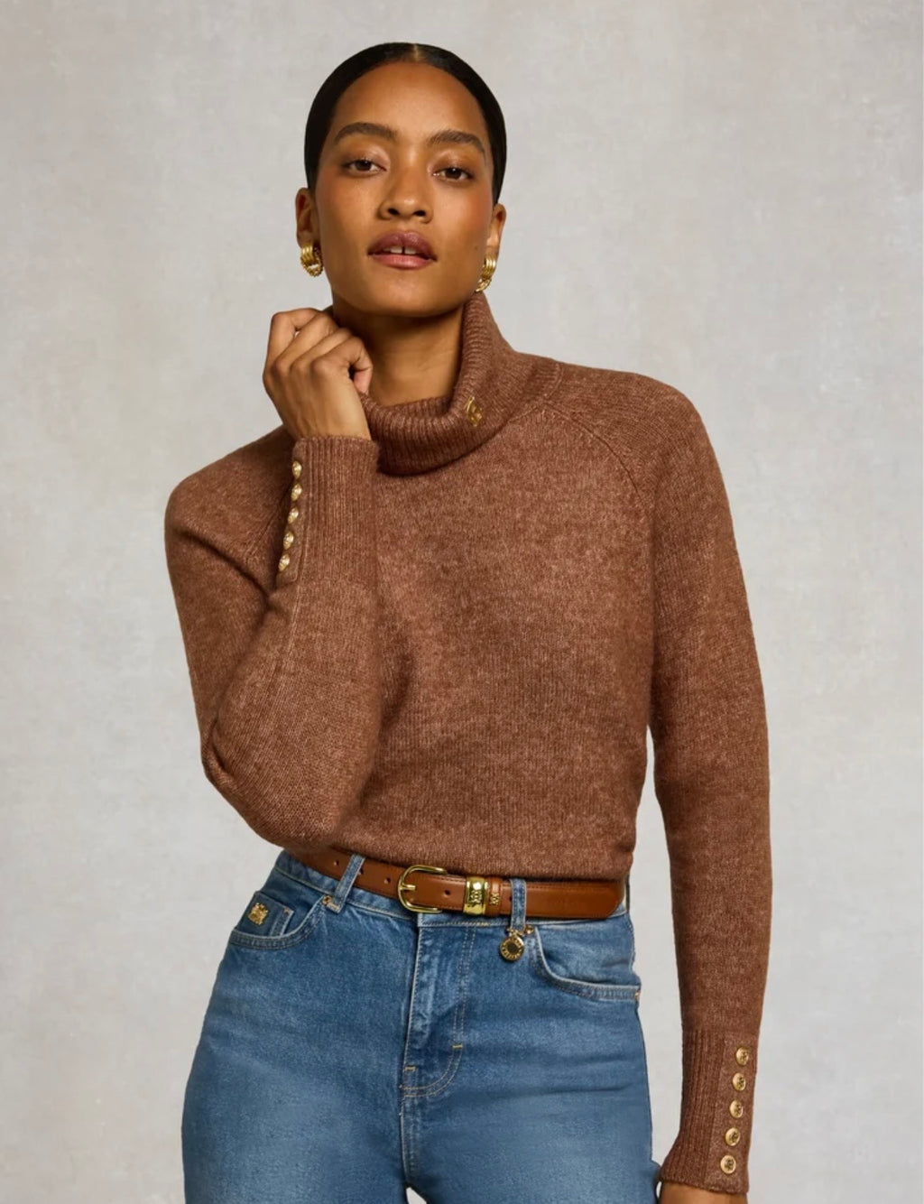 Holland Cooper Tori Roll Neck Knit Latte