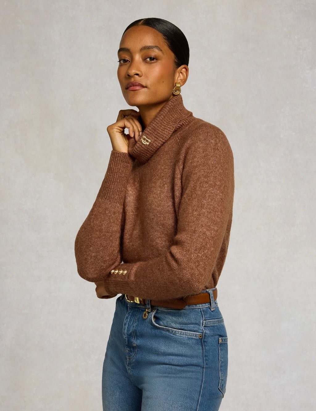 Holland Cooper Tori Roll Neck Knit Latte