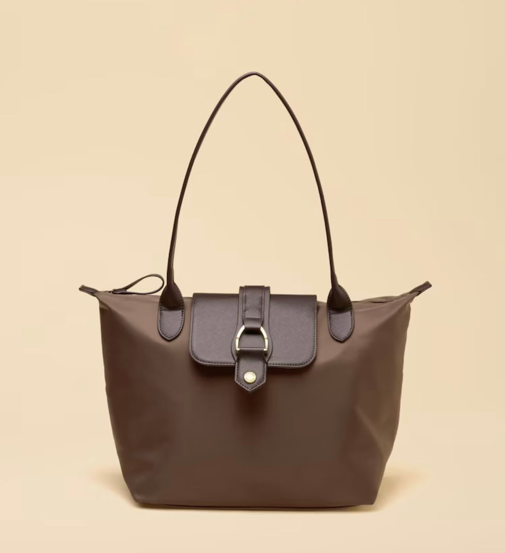 Joules Edie Mocha Brown Zip Top Shopper Bag