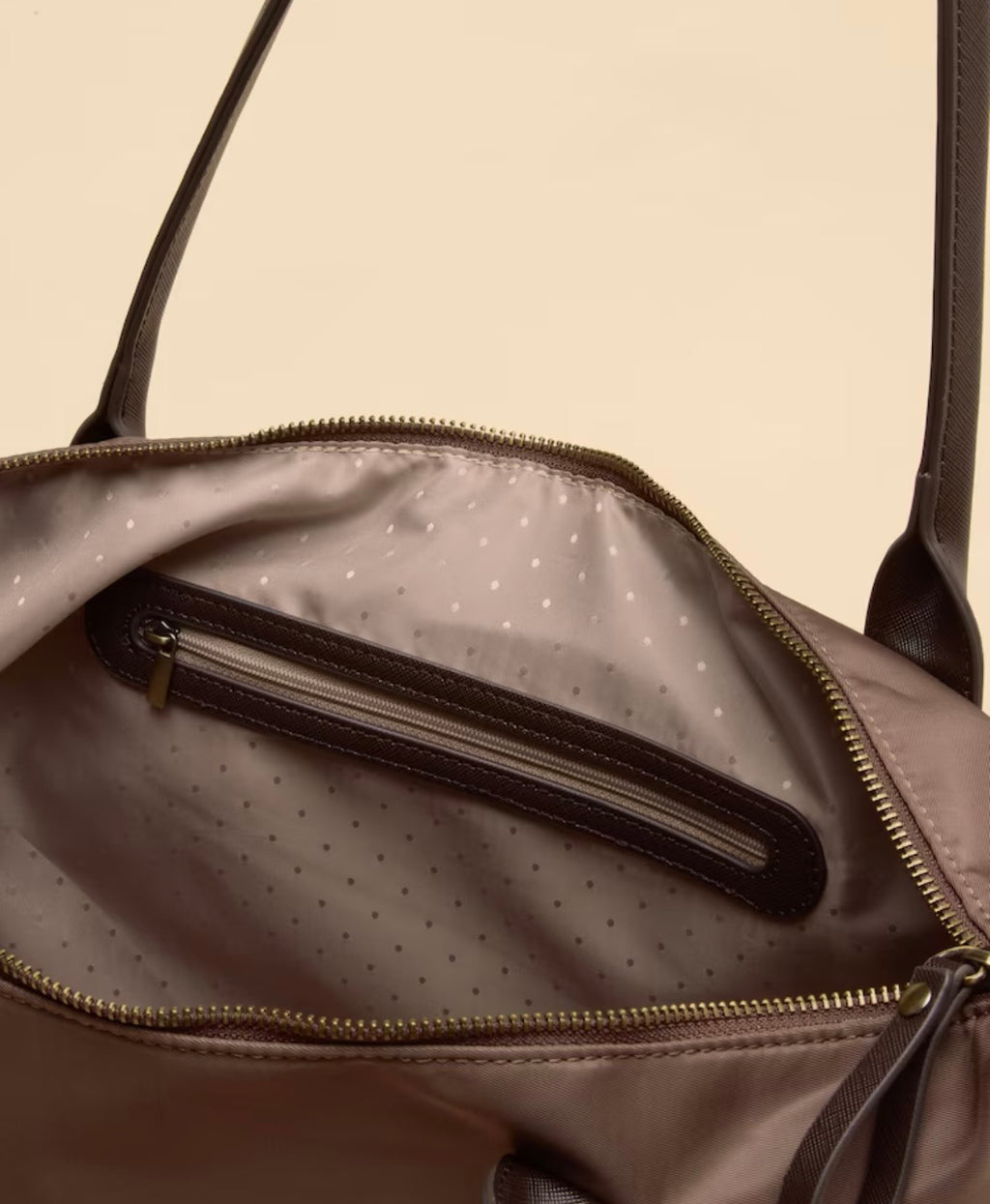 Joules Edie Mocha Brown Zip Top Shopper Bag
