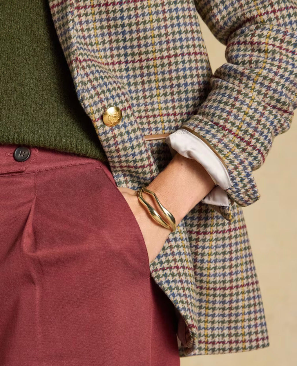 Joules Hackmore Check Relaxed Fit Tweed Blazer With Wool