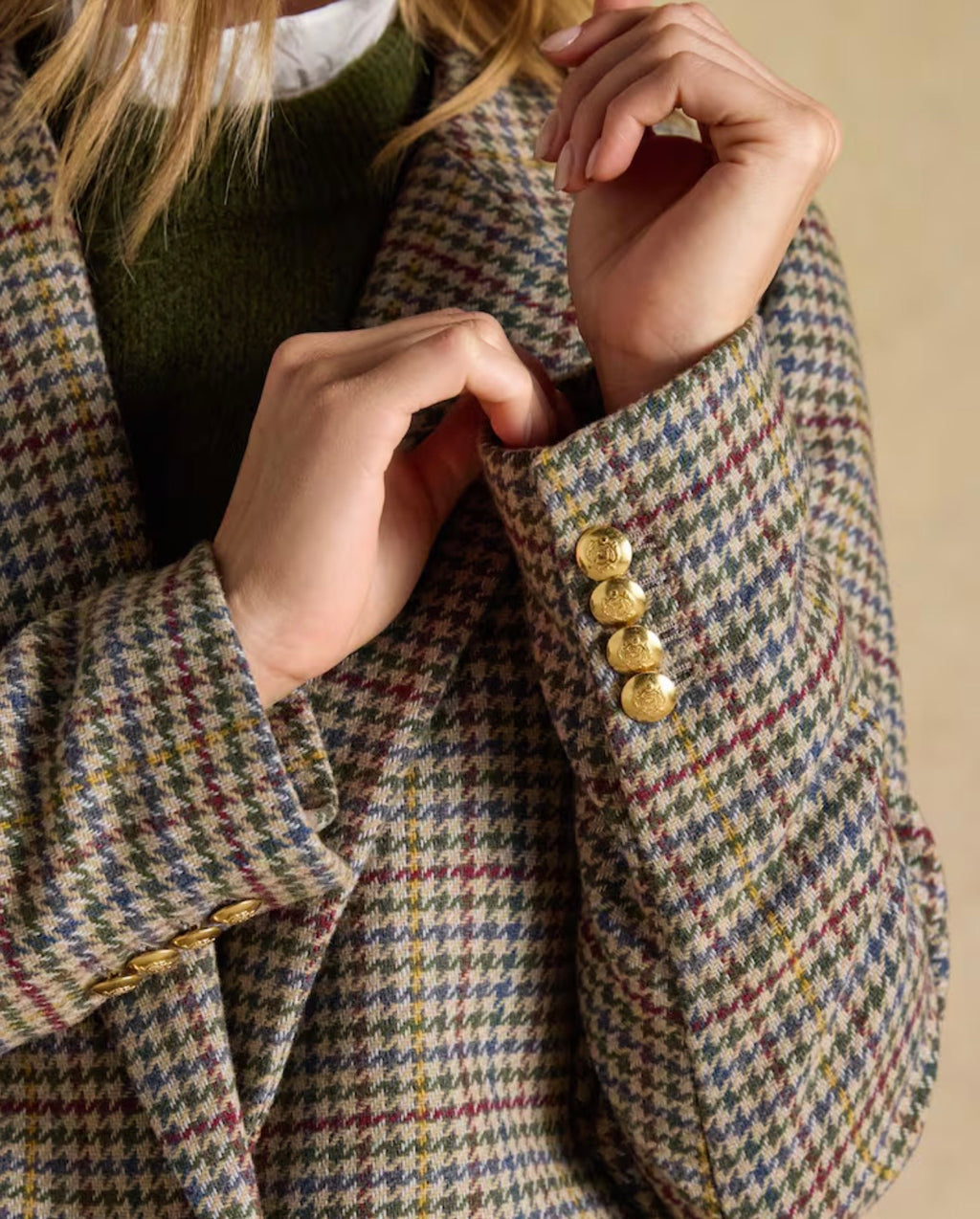 Joules Hackmore Check Relaxed Fit Tweed Blazer With Wool