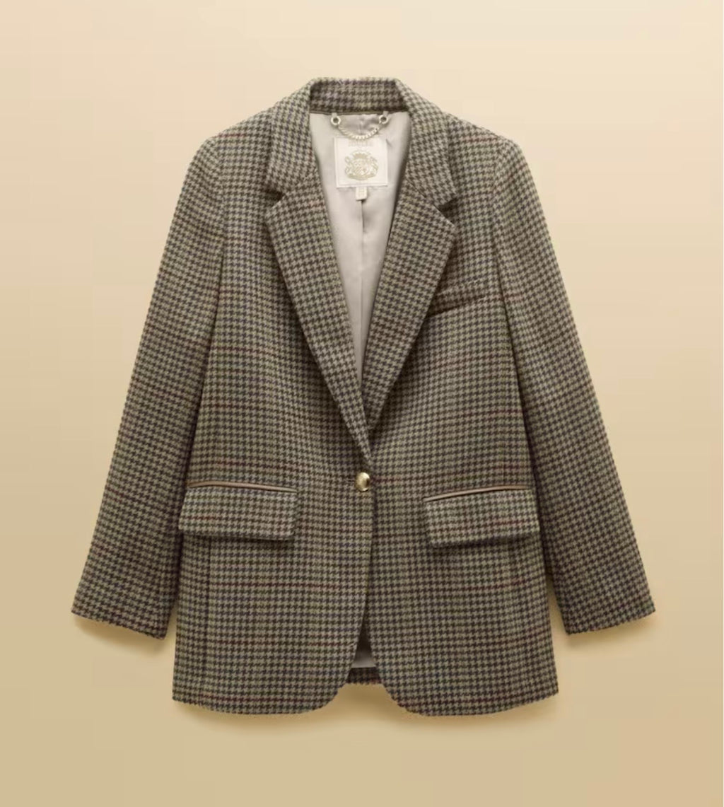 Joules Hackmore Check Relaxed Fit Tweed Blazer With Wool