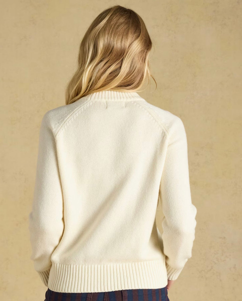 Joules Jonty Fox Skiing Cream Cotton Blend Crew Neck Knitted Jumper