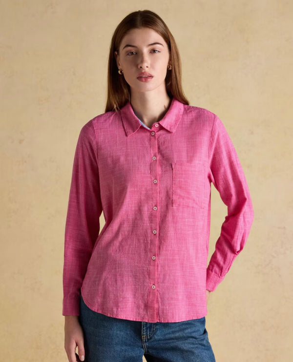 Ida Pink Puppytooth Long Sleeve Cotton Shirt
