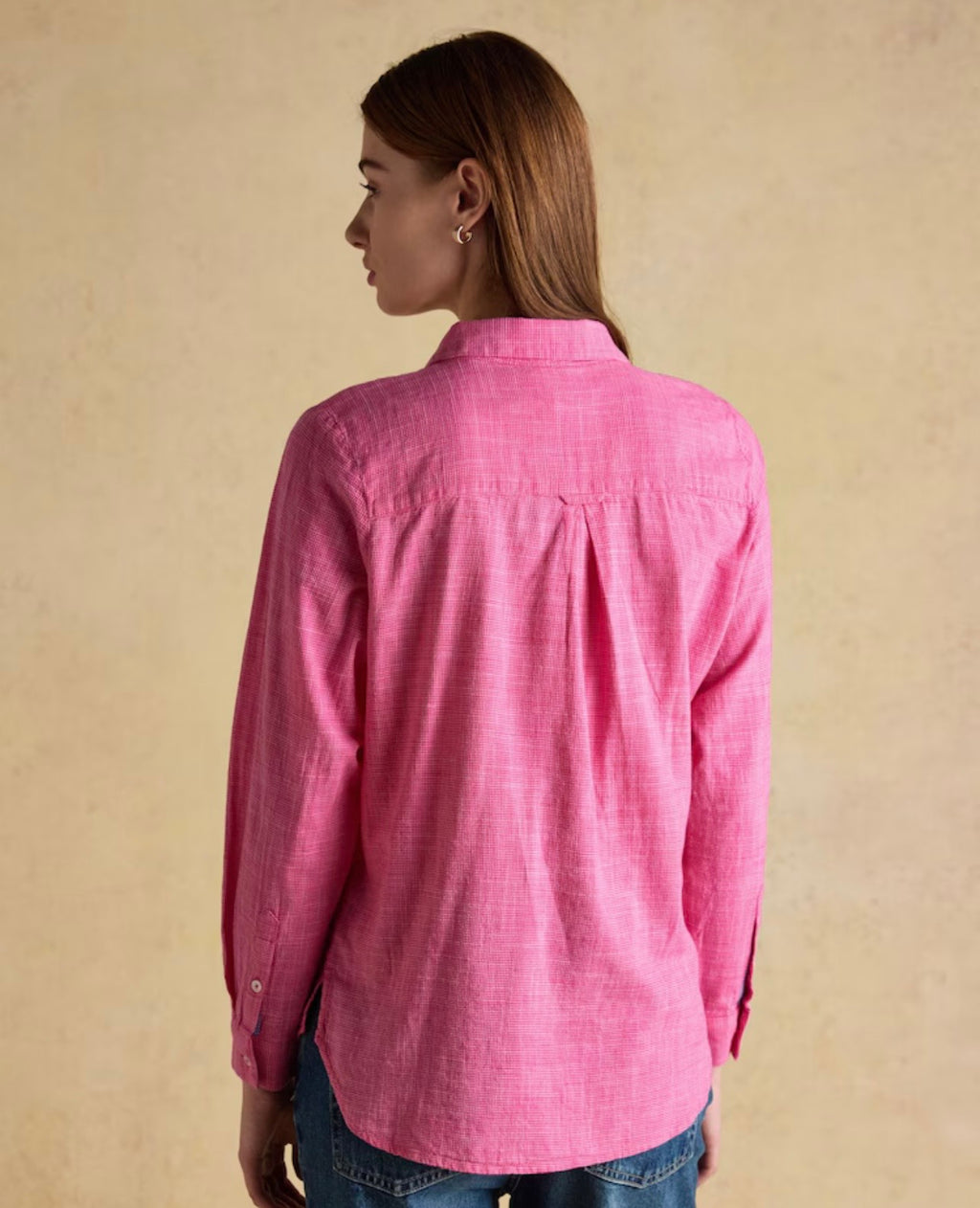 Ida Pink Puppytooth Long Sleeve Cotton Shirt