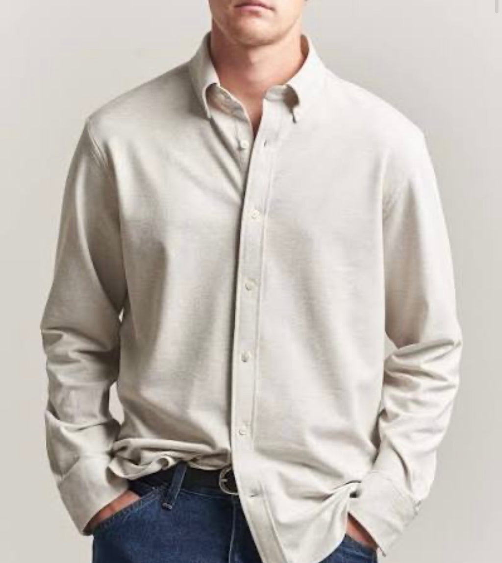 GANT Regular Fit Jersey Pique Shirt Light Beige Melange