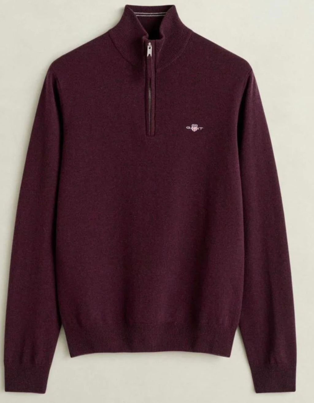 GANT Superfine Lambswool Half Zip Sweater  Darkened Wine