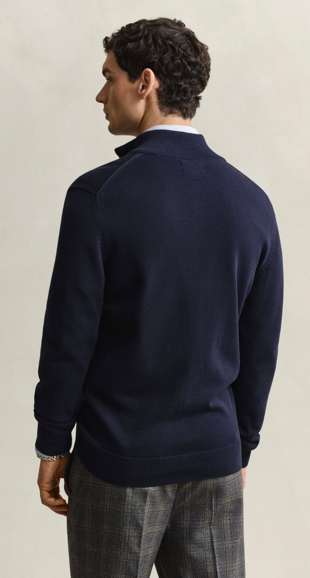 GANT Casual Cotton Zip Cardigan Evening Blue