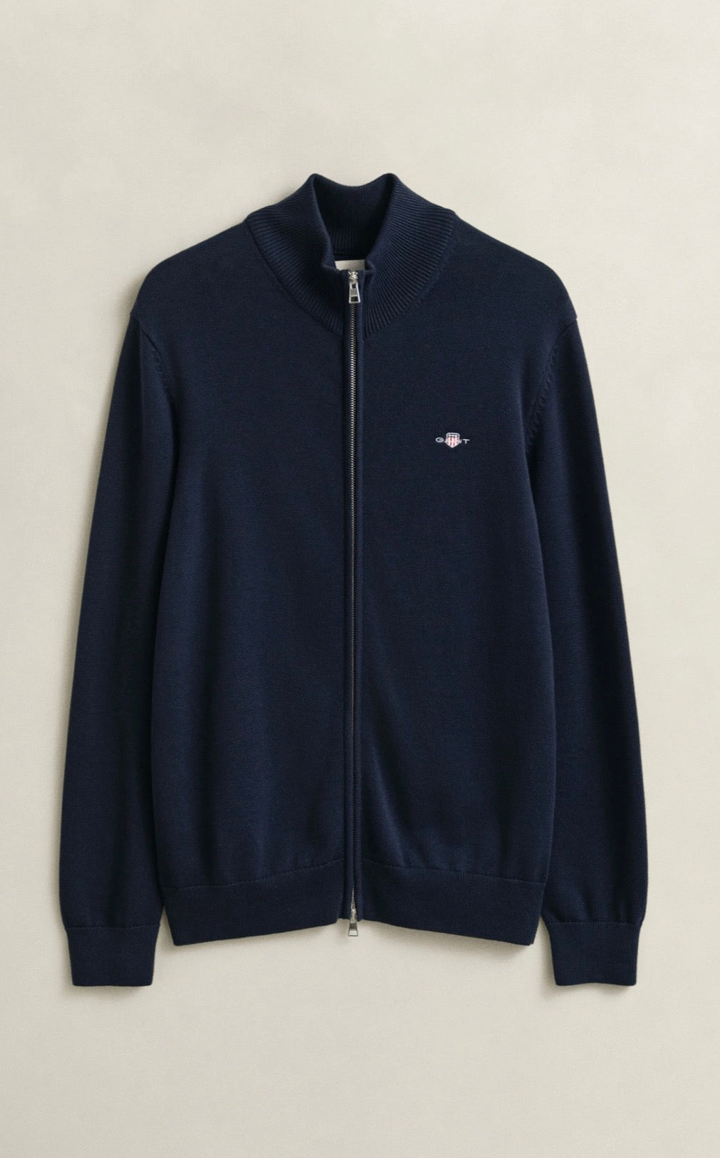 GANT Casual Cotton Zip Cardigan Evening Blue