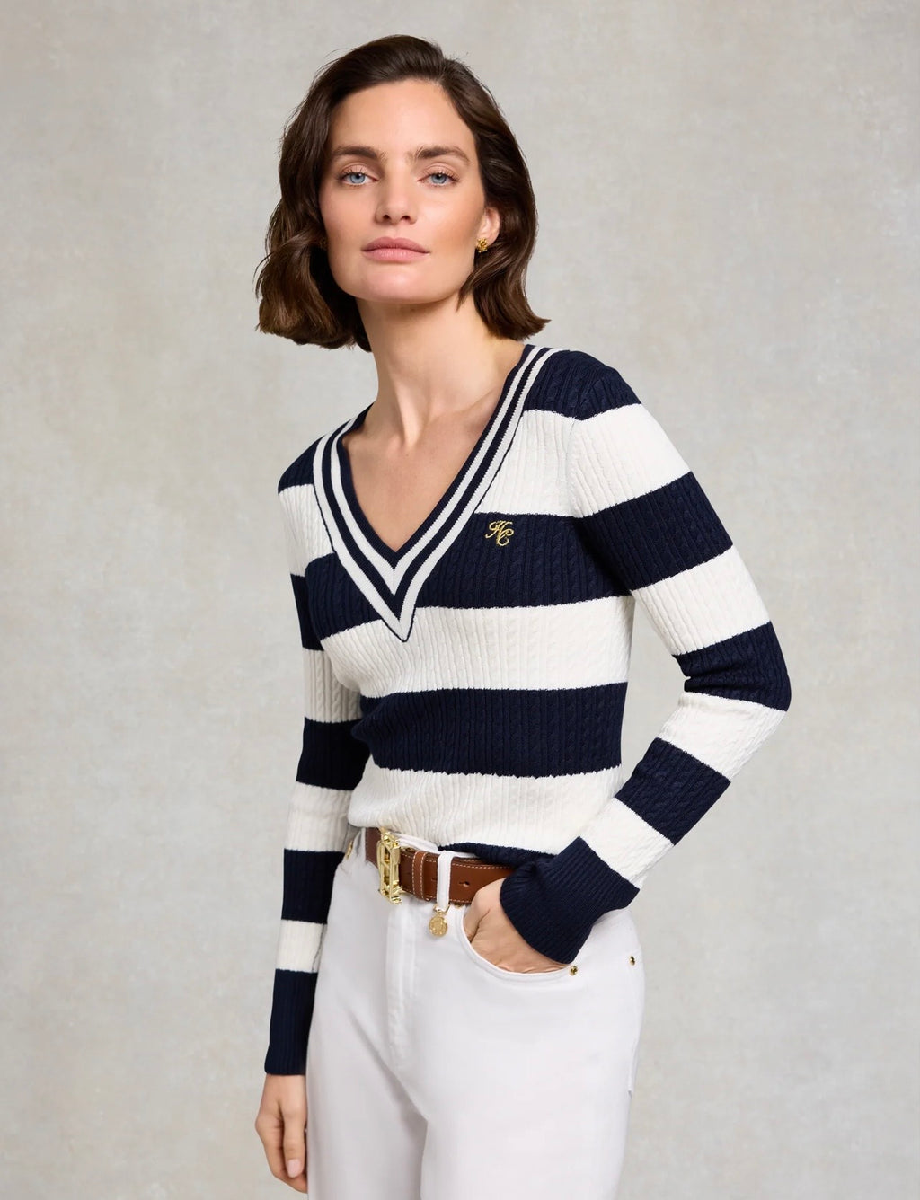 Badminton Knit Ink Navy Stripe