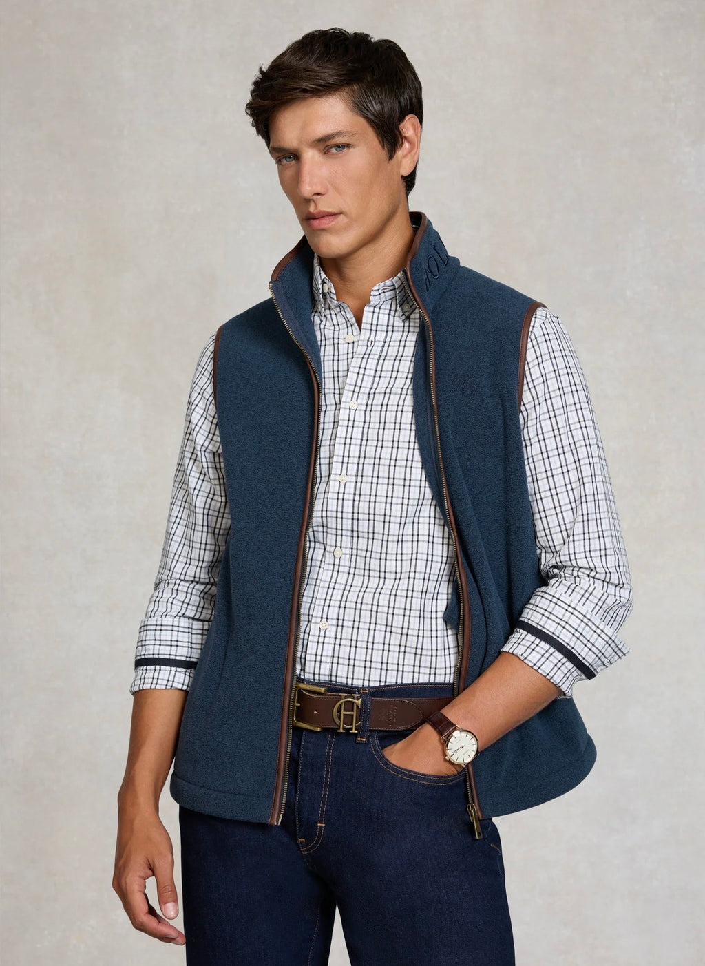 Men's Country Fleece Gilet Dusky Blue