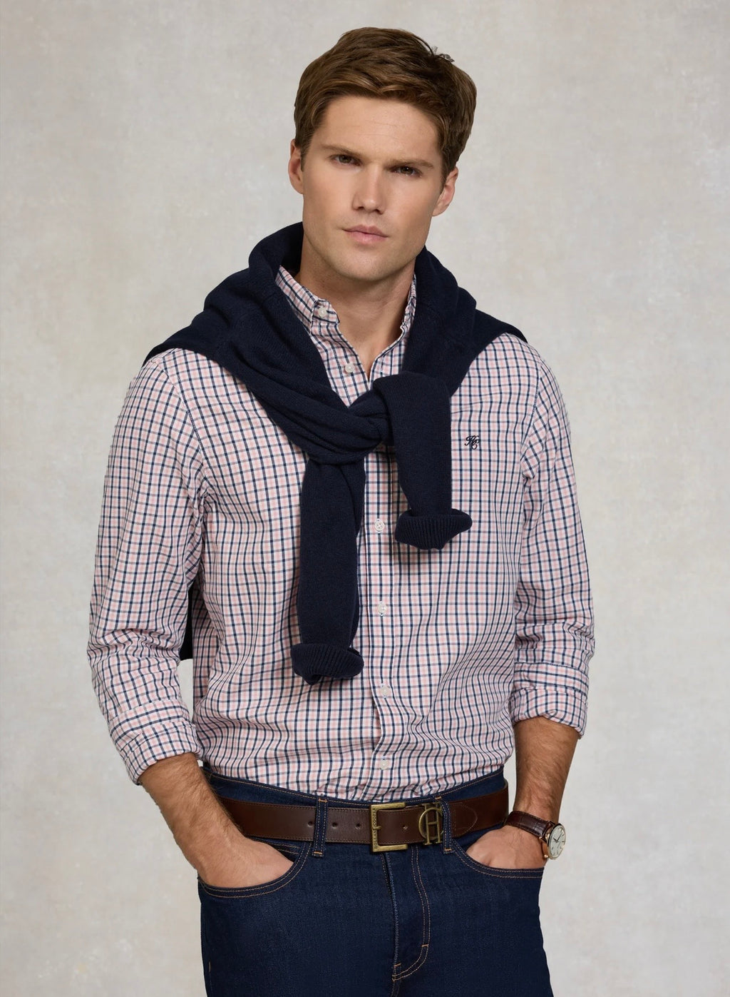 Men's Classic Woven Button Down Shirt Cotswold Pink Check