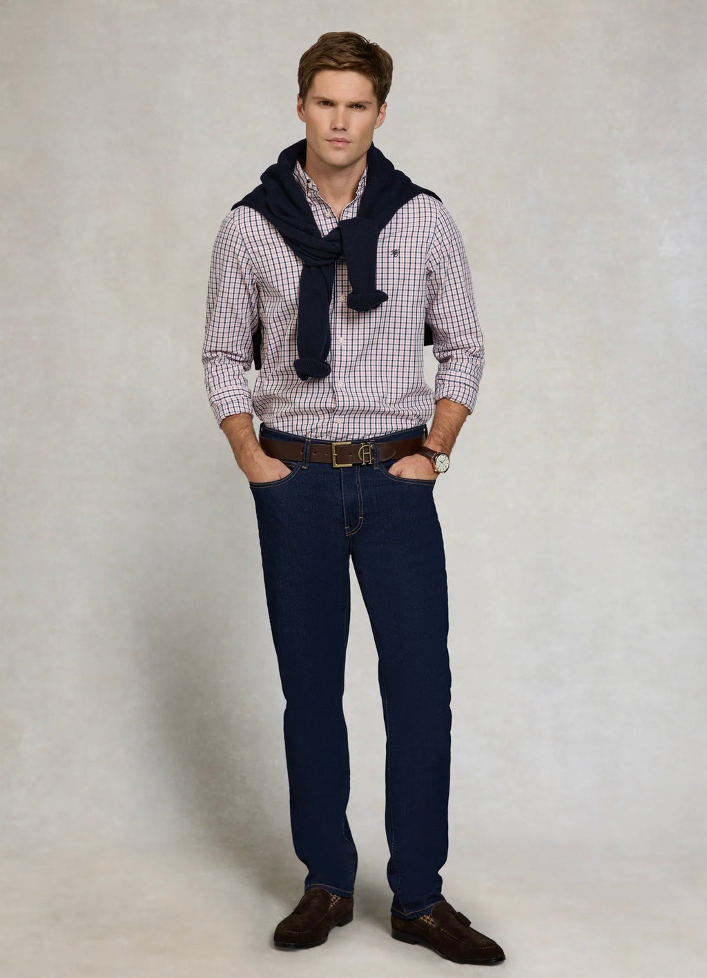 Men's Classic Woven Button Down Shirt Cotswold Pink Check