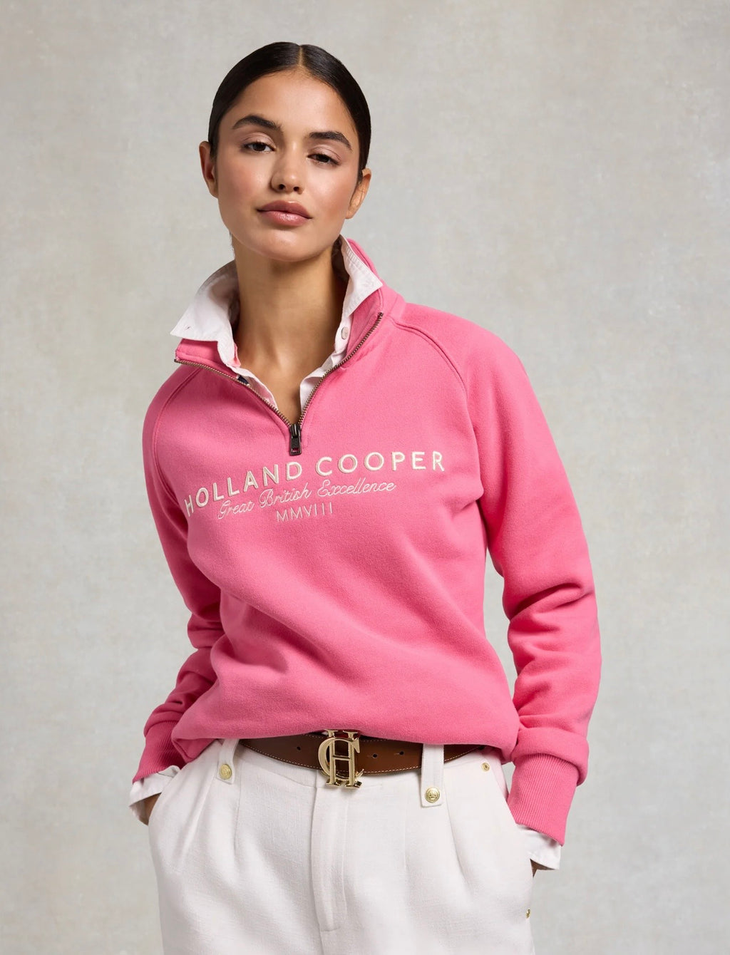 Sporting Goods Zip Henley Peony Pink