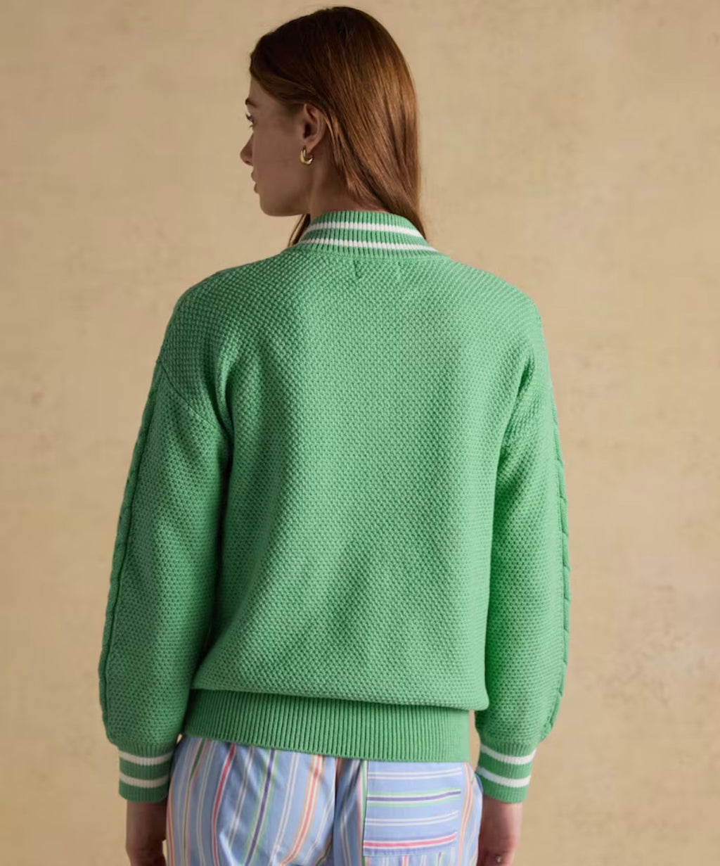 Joules Green Cable Knit Cricket Cotton Jumper