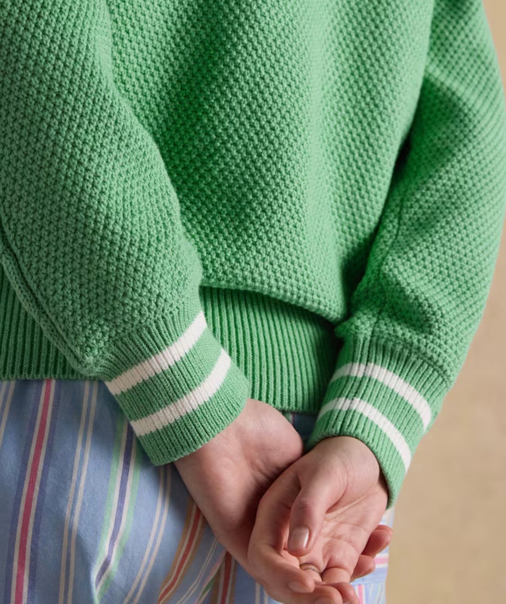 Joules Green Cable Knit Cricket Cotton Jumper