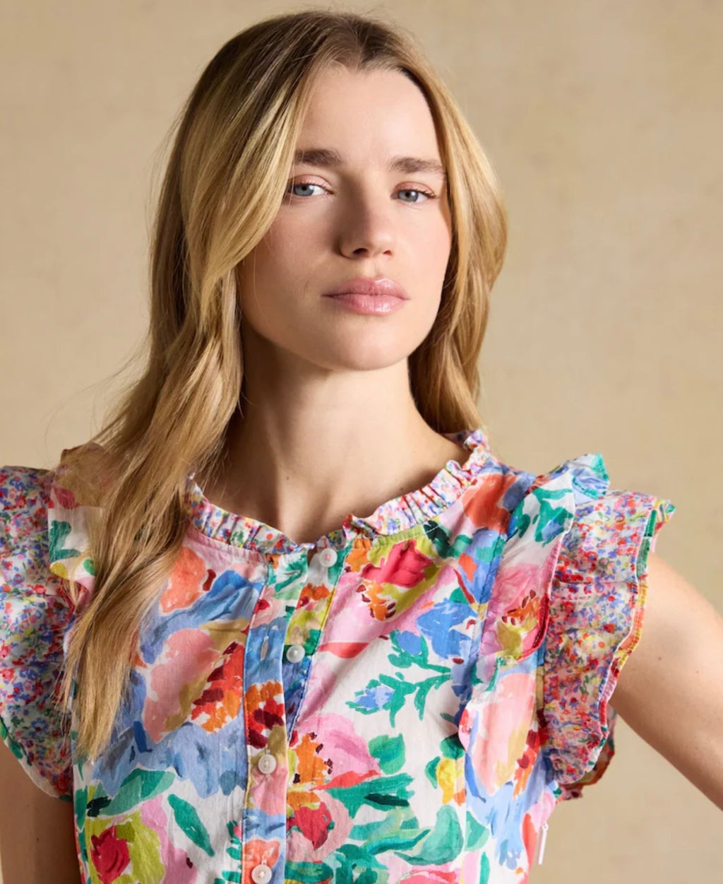 Joules Samantha Multi/White Floral Woven Maxi Dress
