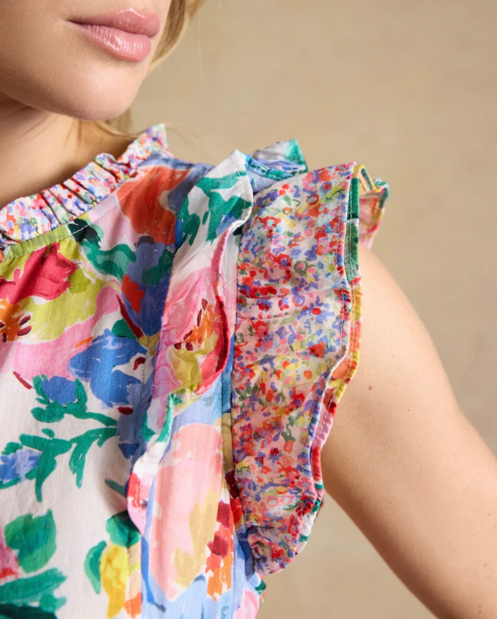 Joules Samantha Multi/White Floral Woven Maxi Dress