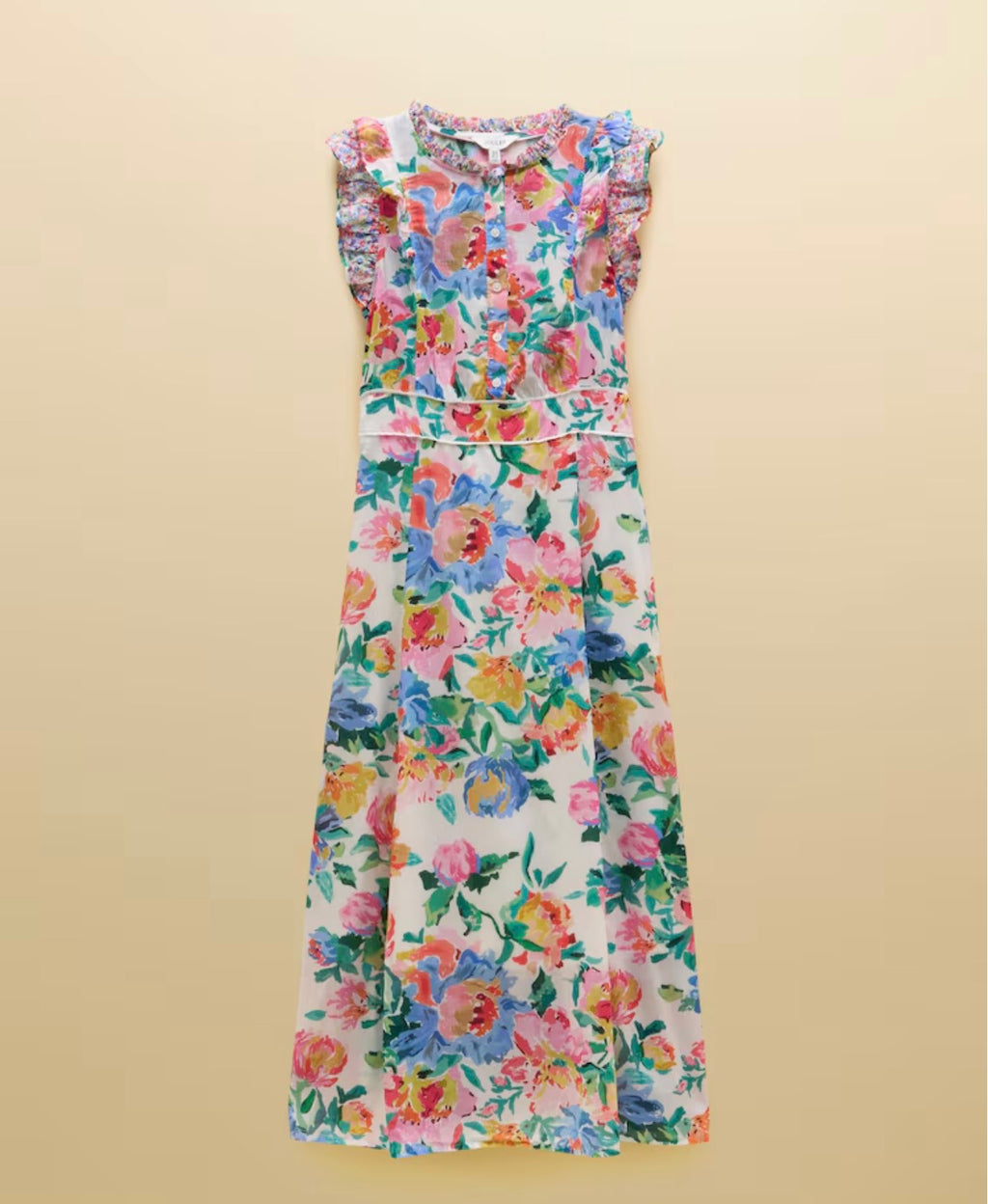 Joules Samantha Multi/White Floral Woven Maxi Dress