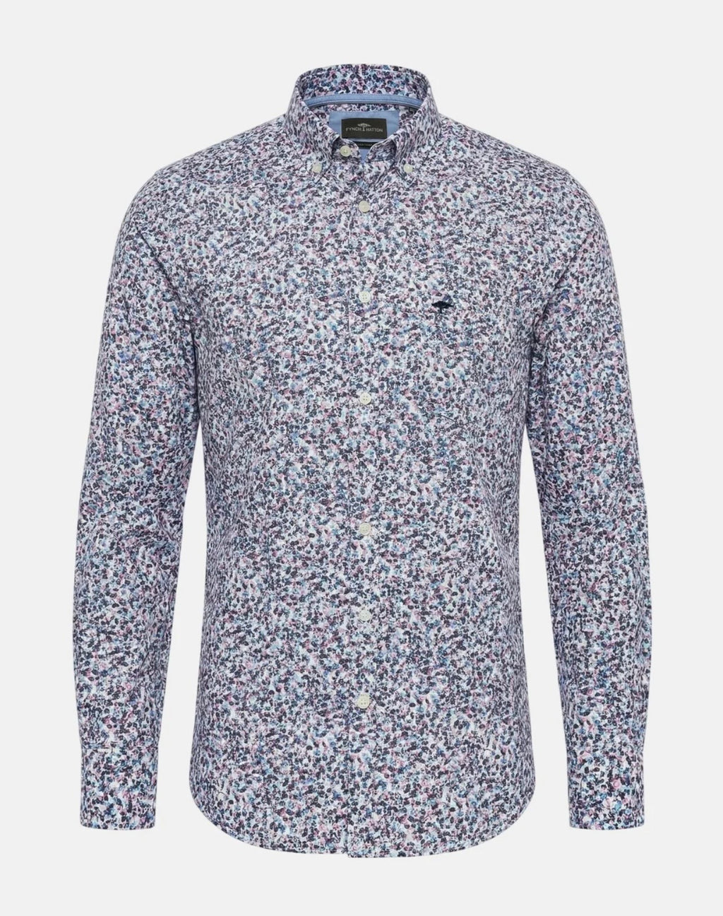 Floral Print Button Down Shirt Aubergine