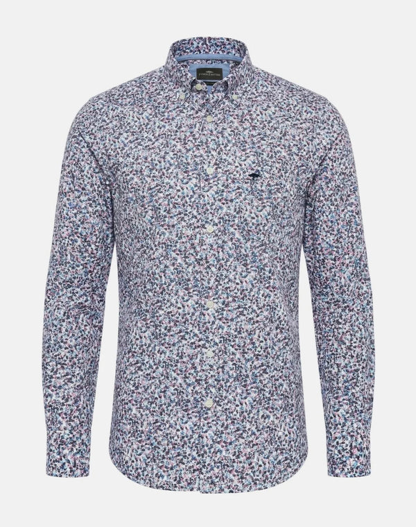 Floral Print Button Down Shirt Aubergine