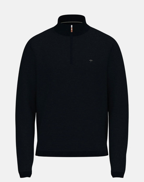 Fine Knit Air Cotton 1/4 Zip Sweater Navy