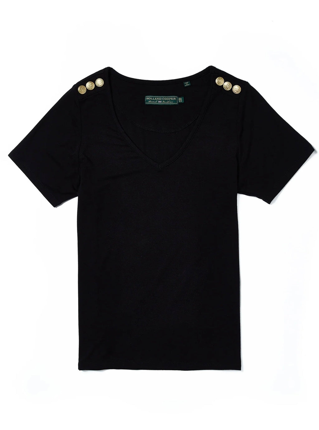 Holland Cooper Relax Fit V-Neck Tee Black
