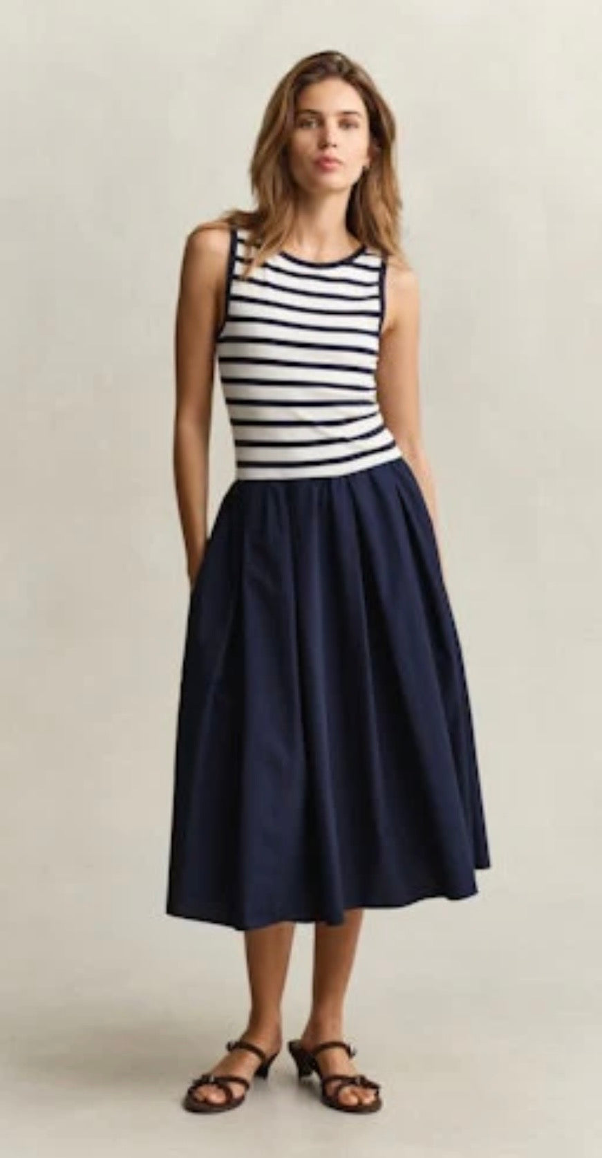 GANT Blue Sleeveless Jersey Midi Dress