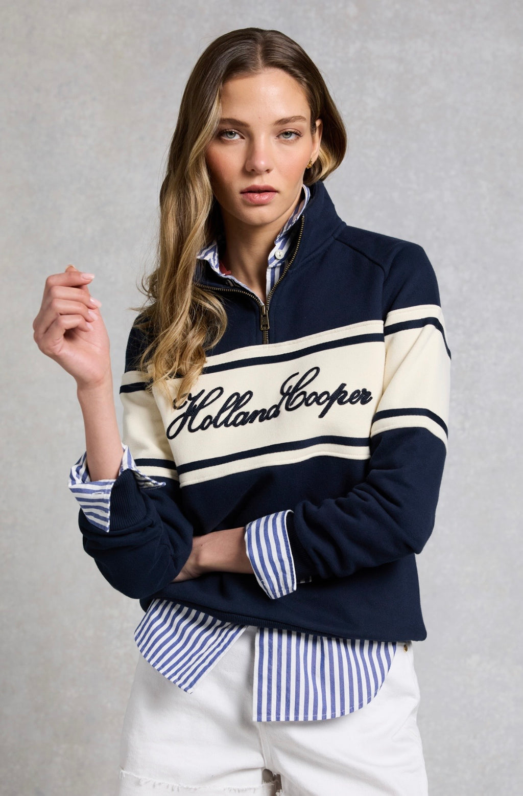Holland Cooper Signature Quarter Zip Sweat Ink Navy