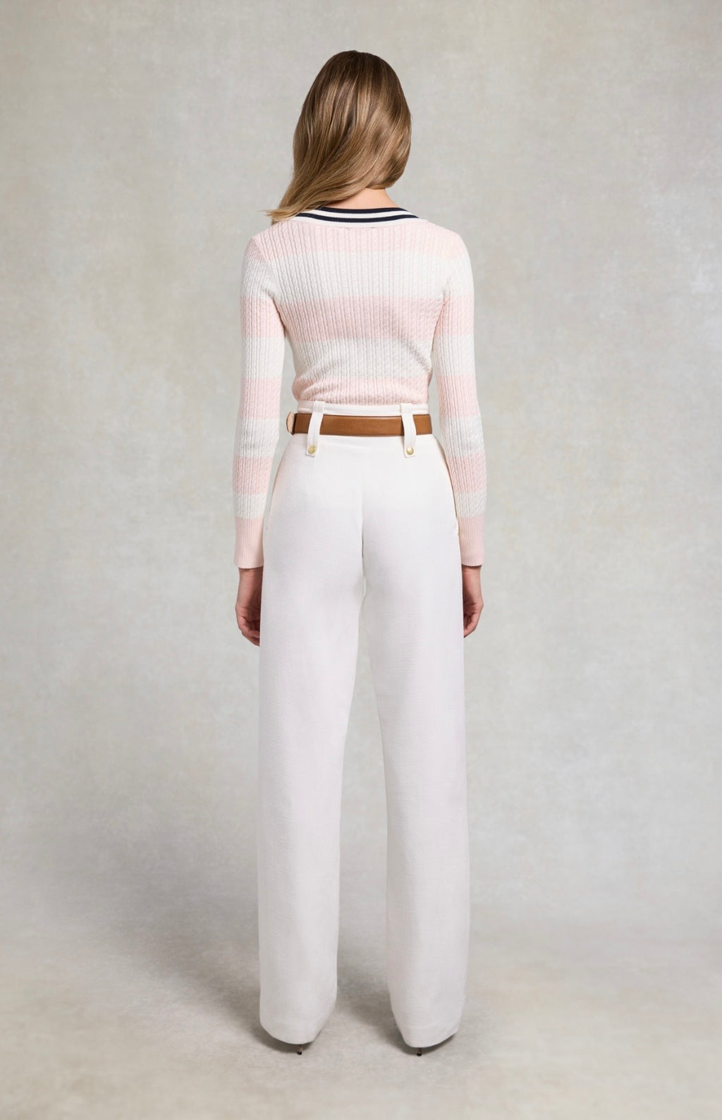 Holland Cooper Badminton Knit Blush Natural Stripe
