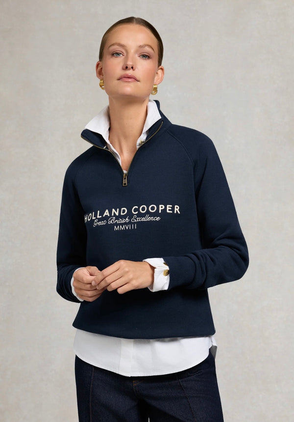 Holland Cooper Sporting Goods Zip Henley Ink Navy
