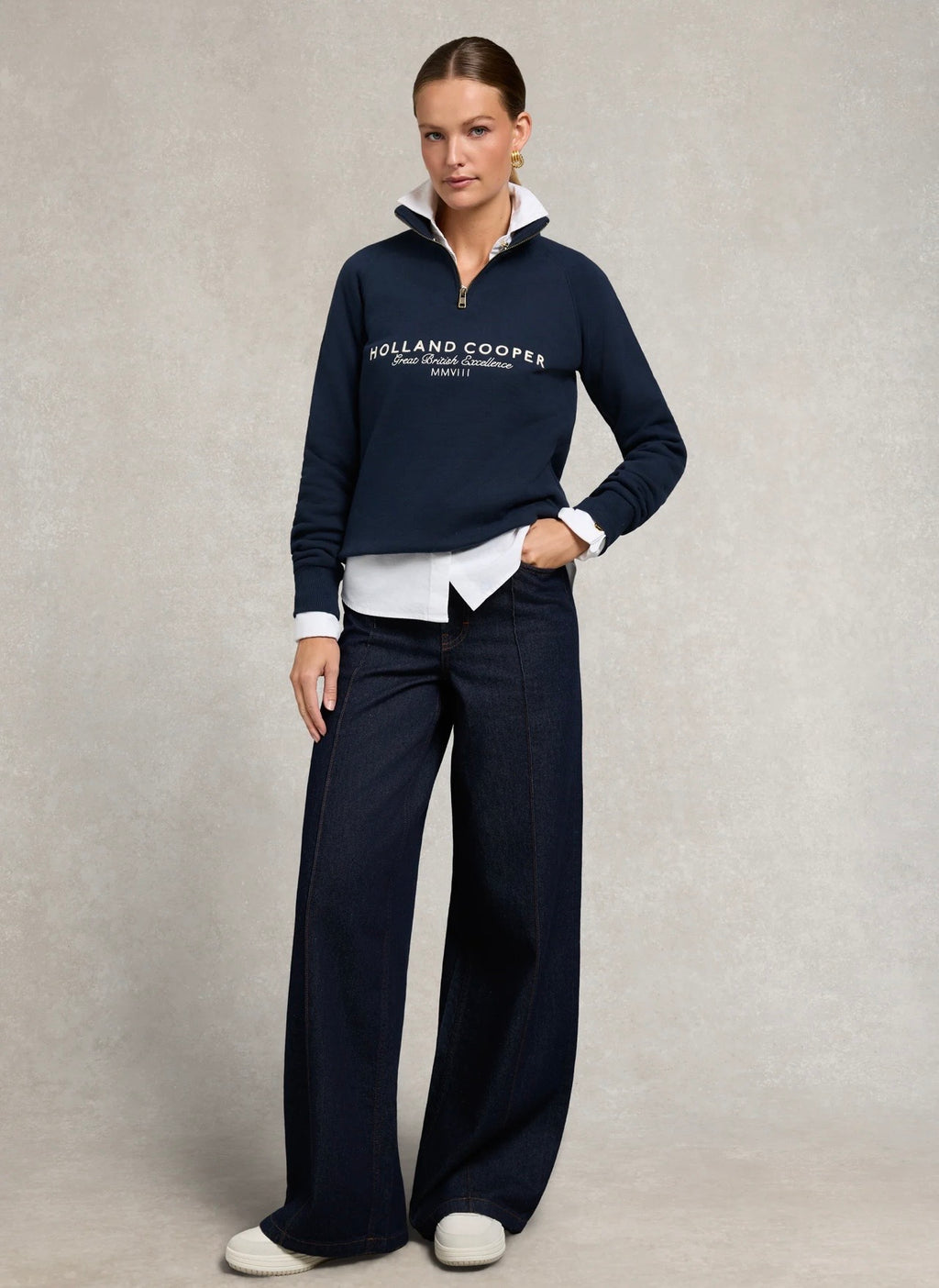 Holland Cooper Sporting Goods Zip Henley Ink Navy