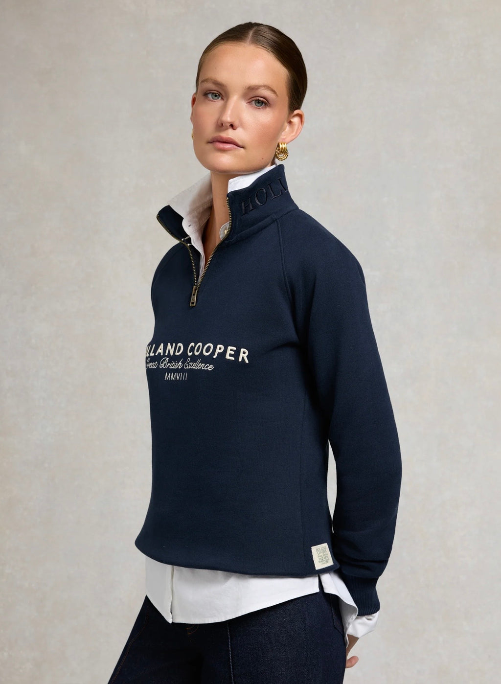 Holland Cooper Sporting Goods Zip Henley Ink Navy