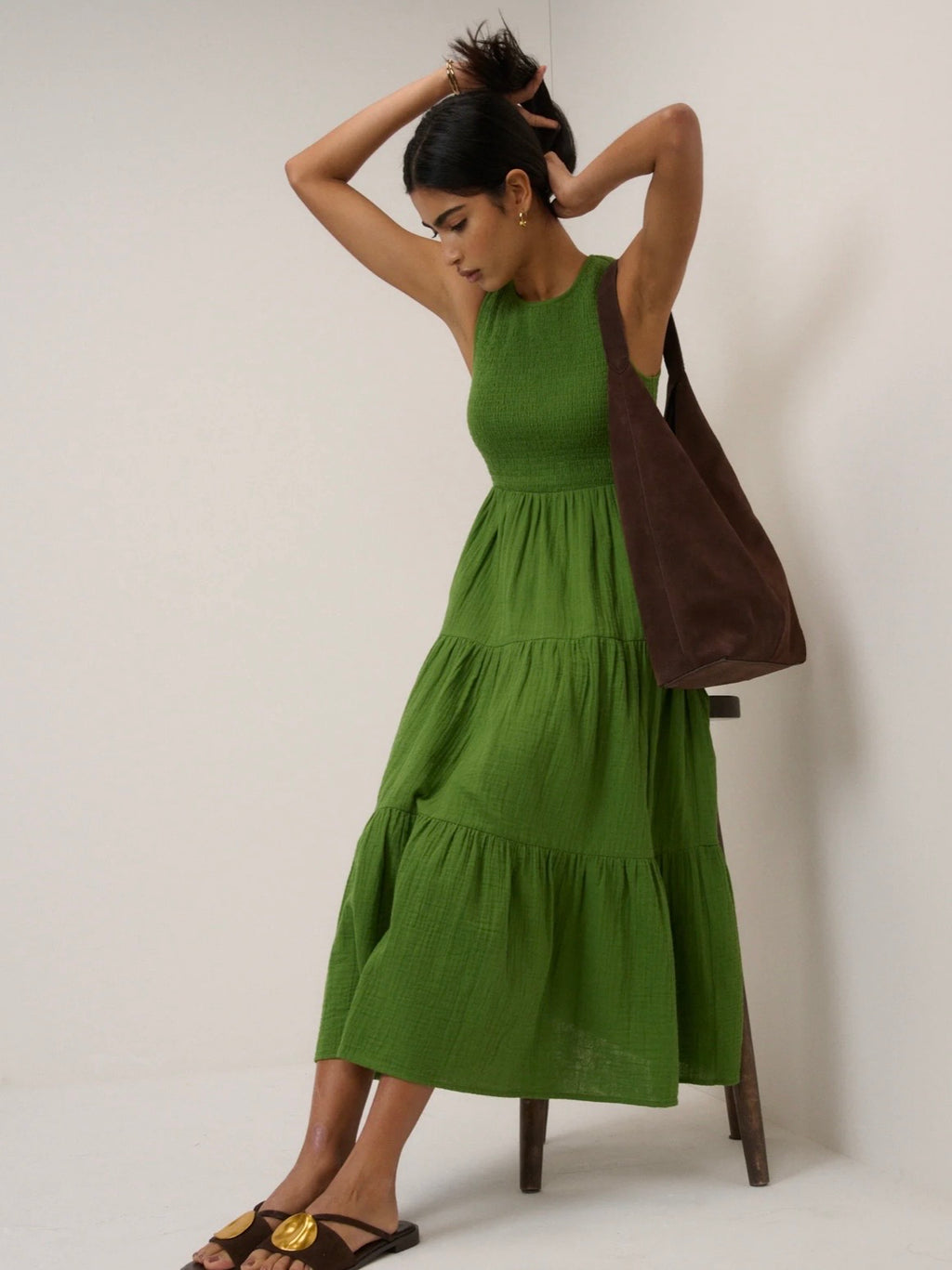 Nobody's Child Green Sleeveless Charlie Midi Dress