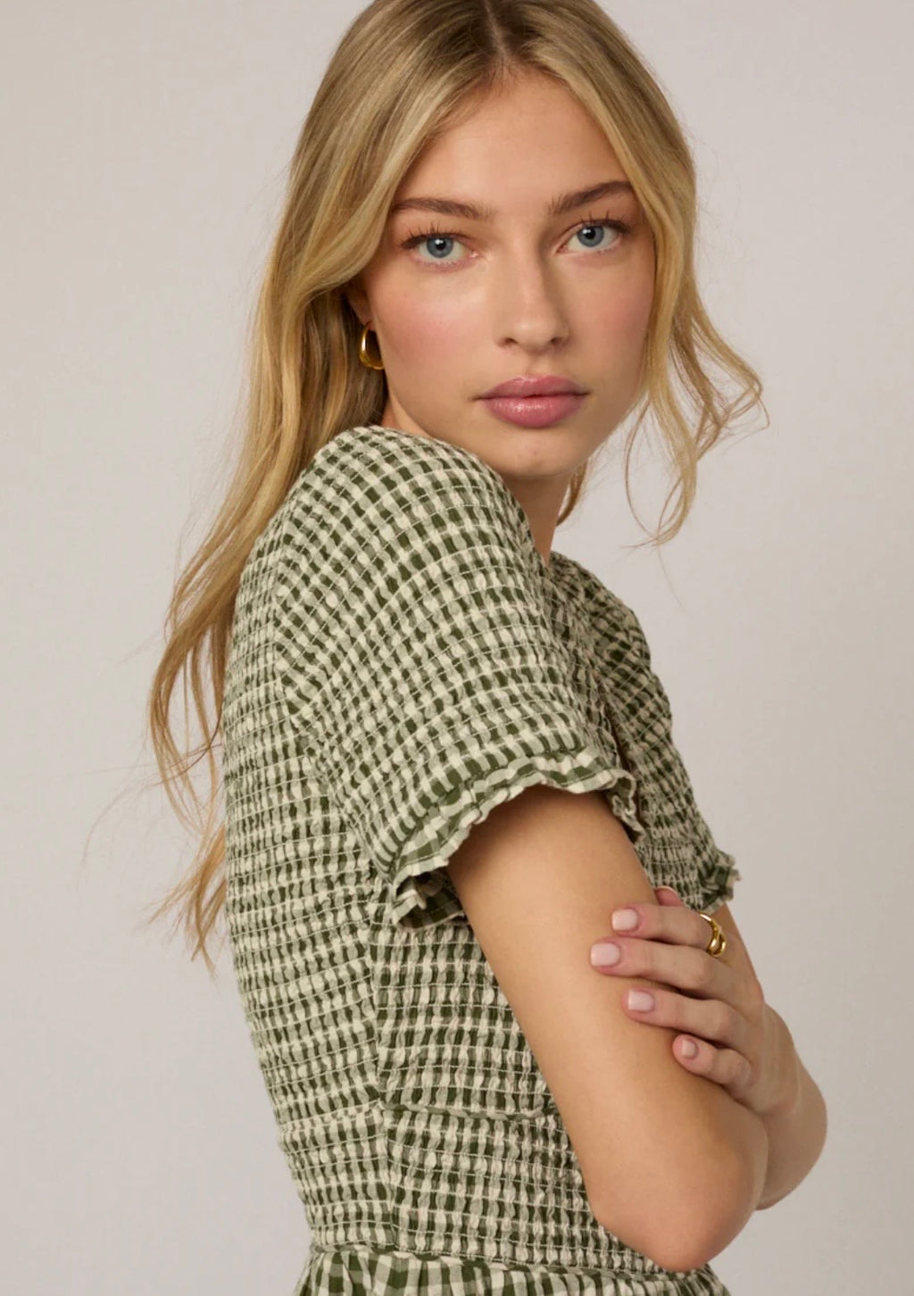 Nobody's Child Green Gingham Eliza Midi Dress