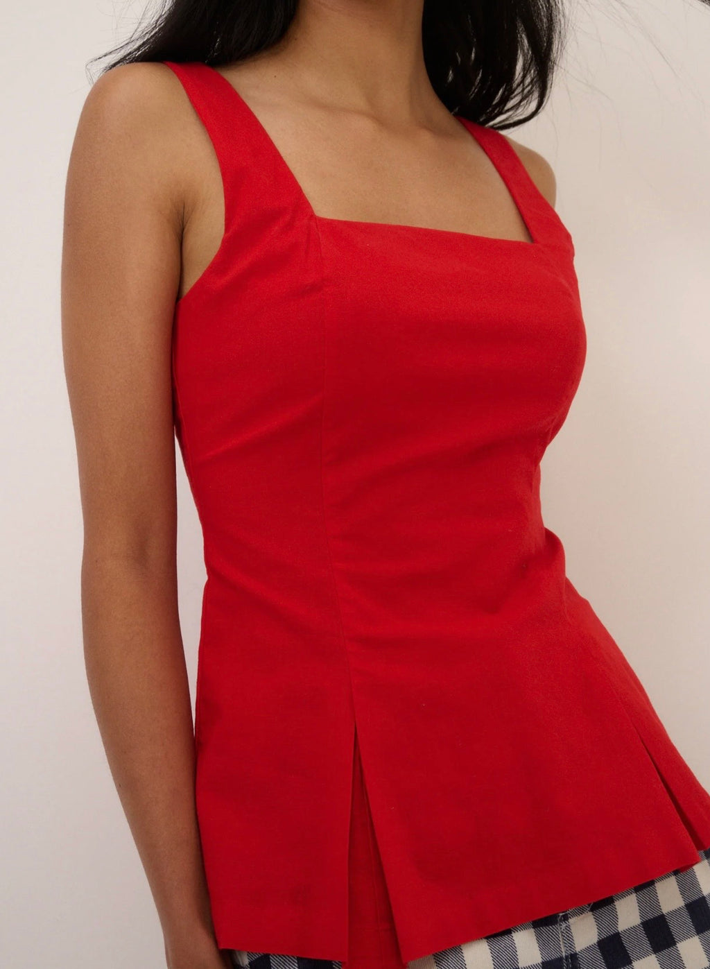 Nobody's Child Red Square Neck Waistcoat Top