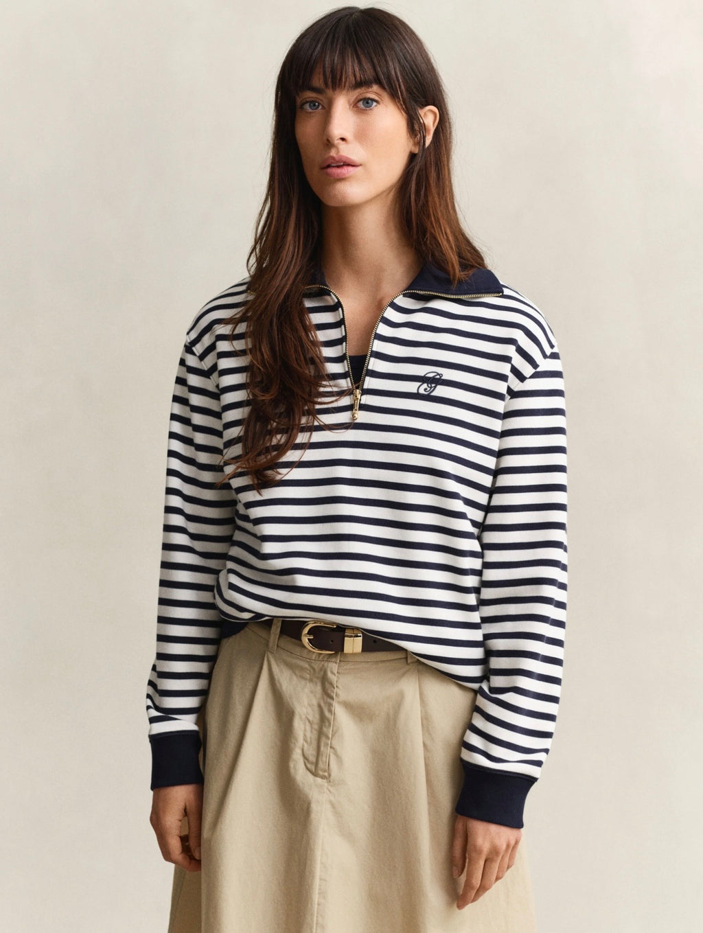 GANT Striped Half-Zip Sweatshirt