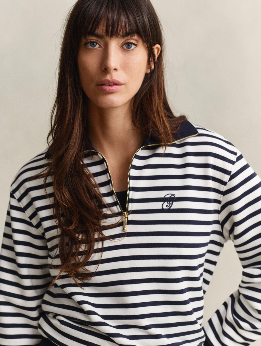 GANT Striped Half-Zip Sweatshirt
