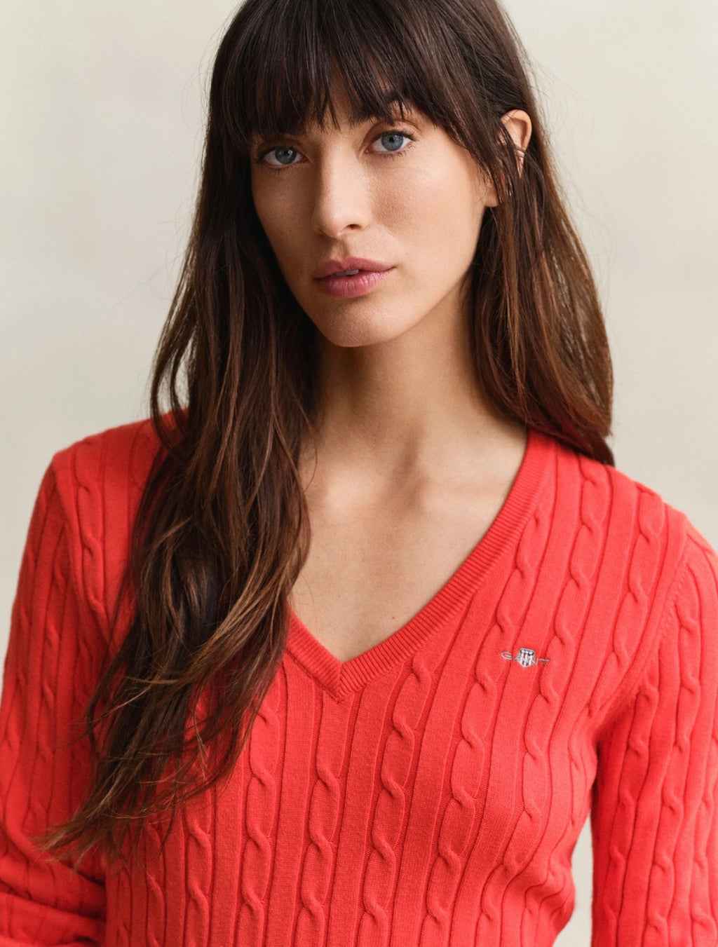 GANT Cable Knit V-Neck Sweater