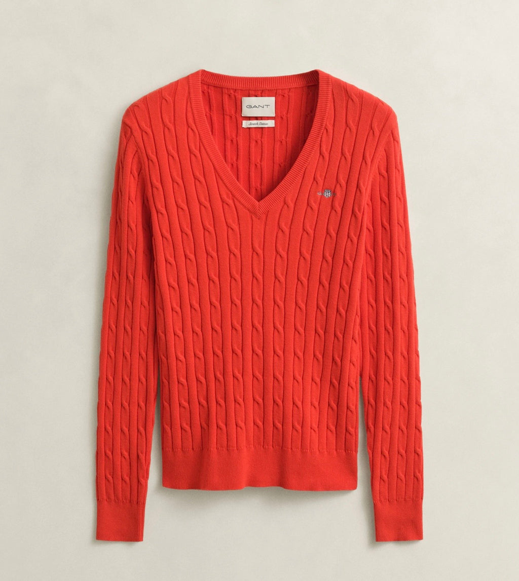 GANT Cable Knit V-Neck Sweater