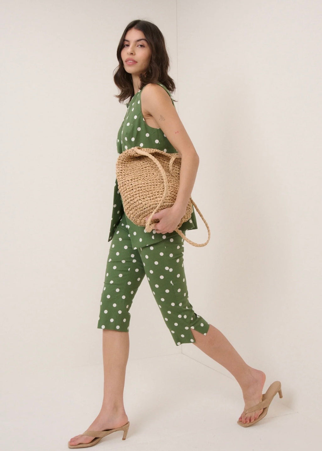 Nobody’s Child Green Polka Dot Capri Trousers