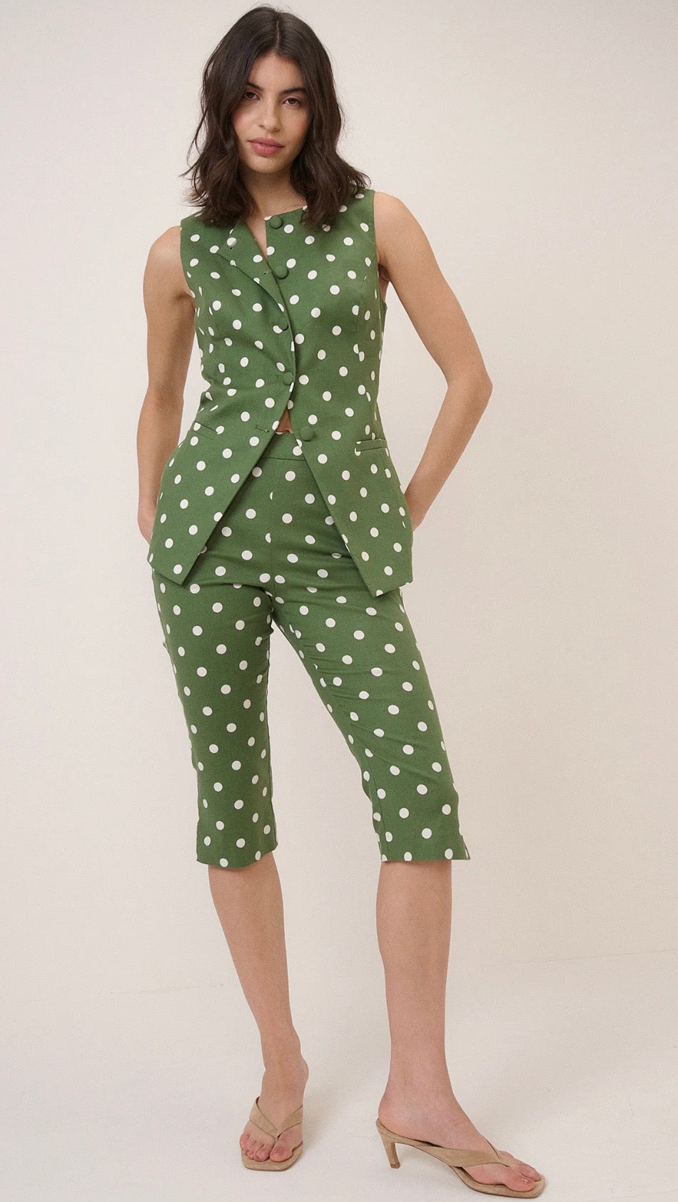 Nobody’s Child Green Polka Dot Capri Trousers