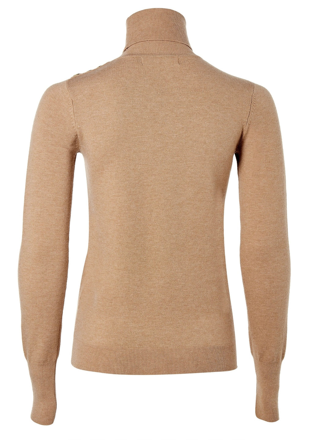 Beige turtleneck sweater on a white background