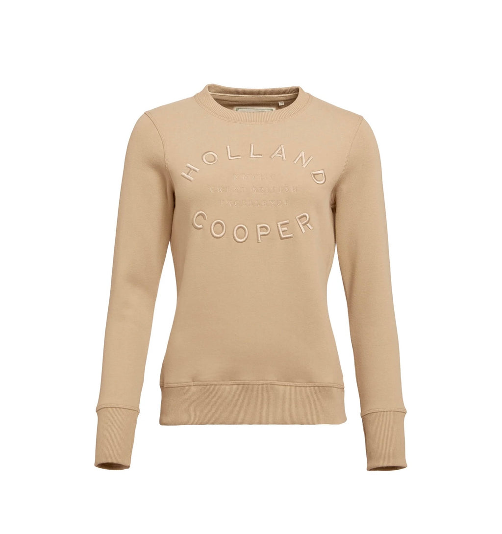 Beige sweatshirt with 'Holland Cooper' logo on a white background
